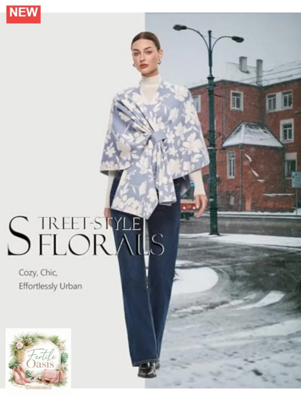 Elegant Open Front Poncho Shawl Wrap Cardigan Soft Double Knit Sweater